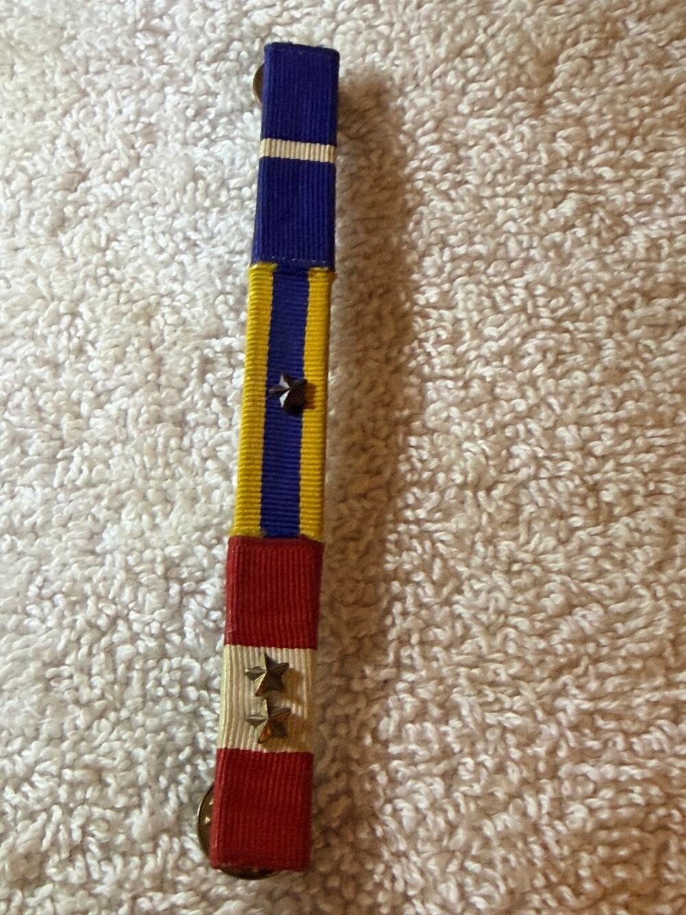 US Masonic Ribbon Bar Rack 3 Awards Stars Presidential Unit Citation Vintage